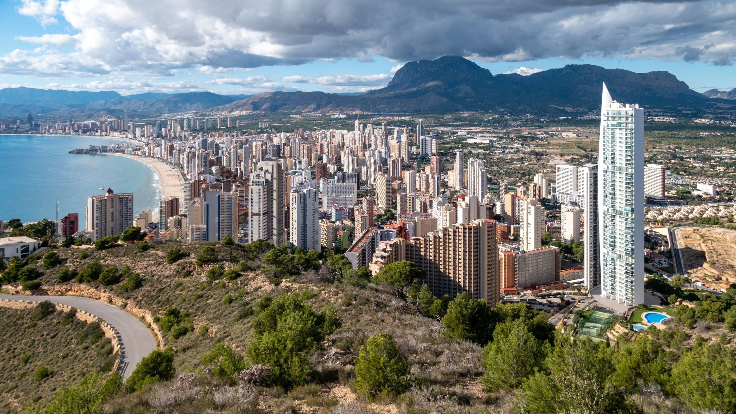 Skyline of Benidorm with modern buildings on the Mediterranean coast of Spain Benidorm tours with IBG Travel